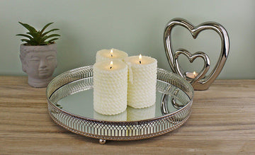 Large Silver Mirror Candle Plate - £26.99 - Candle Holders & Plates 