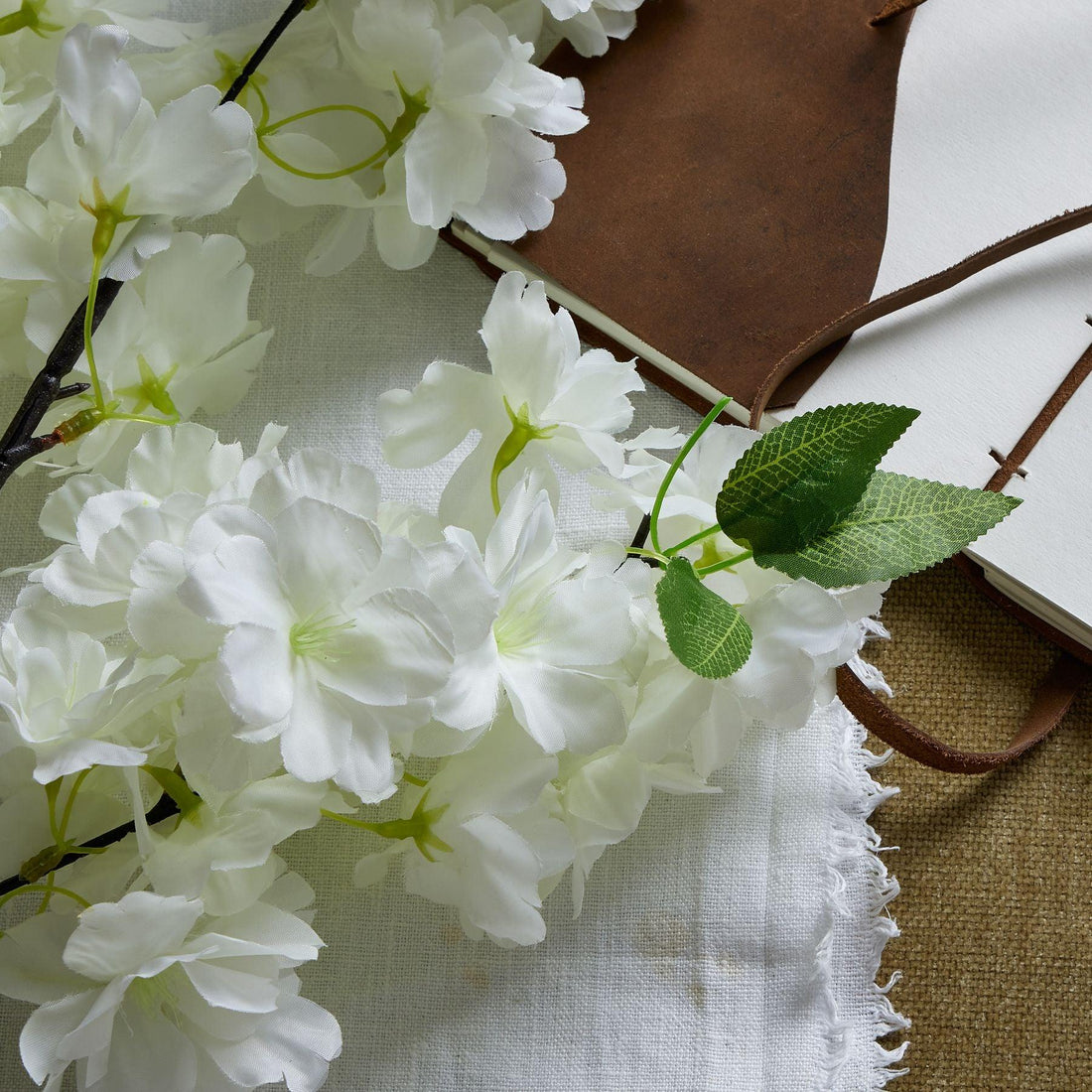 Large White Full Cherry Blossom Stem - £22.95 - Artificial Flowers 