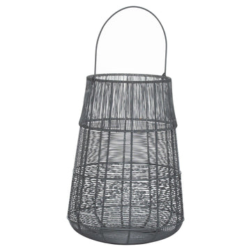 Large Wire Silver And Grey Glowray Conical Lantern - £84.95 - Lighting > Candle Holders > Ornaments 