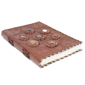 Leather Chakra Stone Notebook (6x9") - £46.0 - 