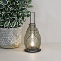 LED Glass Lantern, Grey & Black, 35x15cm.-LED Lighting