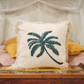 Linen Cushion 60x60cm Palm Tree with Fringe-