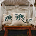 Linen Cushion 60x60cm Palm Tree with Fringe-