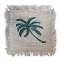 Linen Cushion 60x60cm Palm Tree with Fringe-