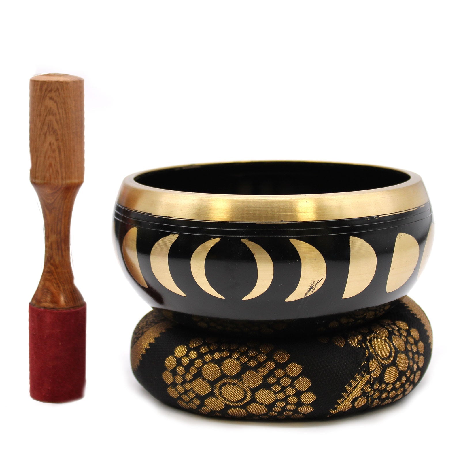 Lrg Moon Phase Singing Bowl Set- Black 14cm-