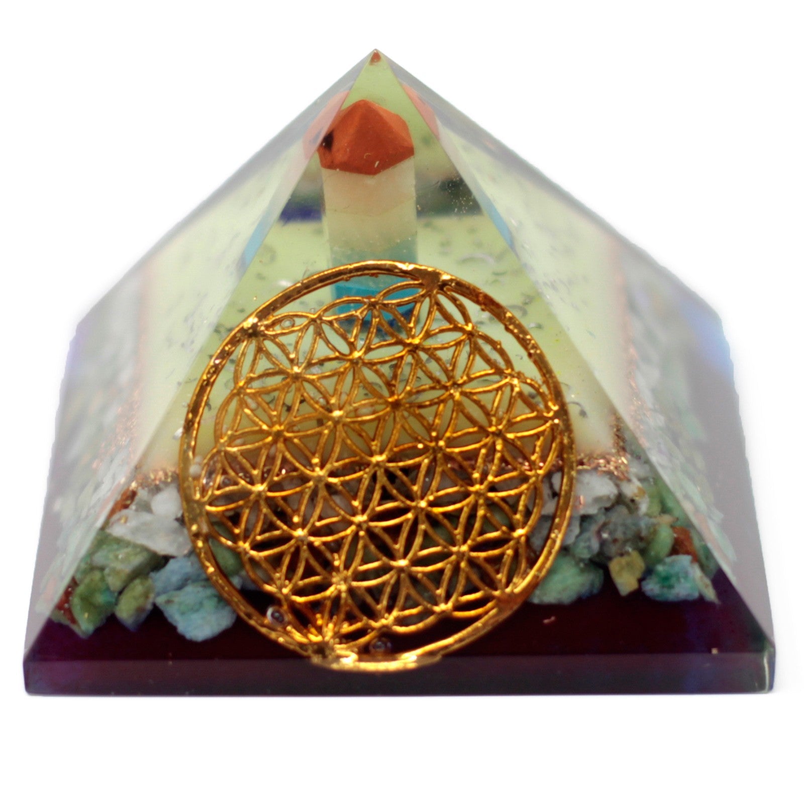 Lrg Organite Pyramid 80mm - Flower of life symbol - £45.0 - 