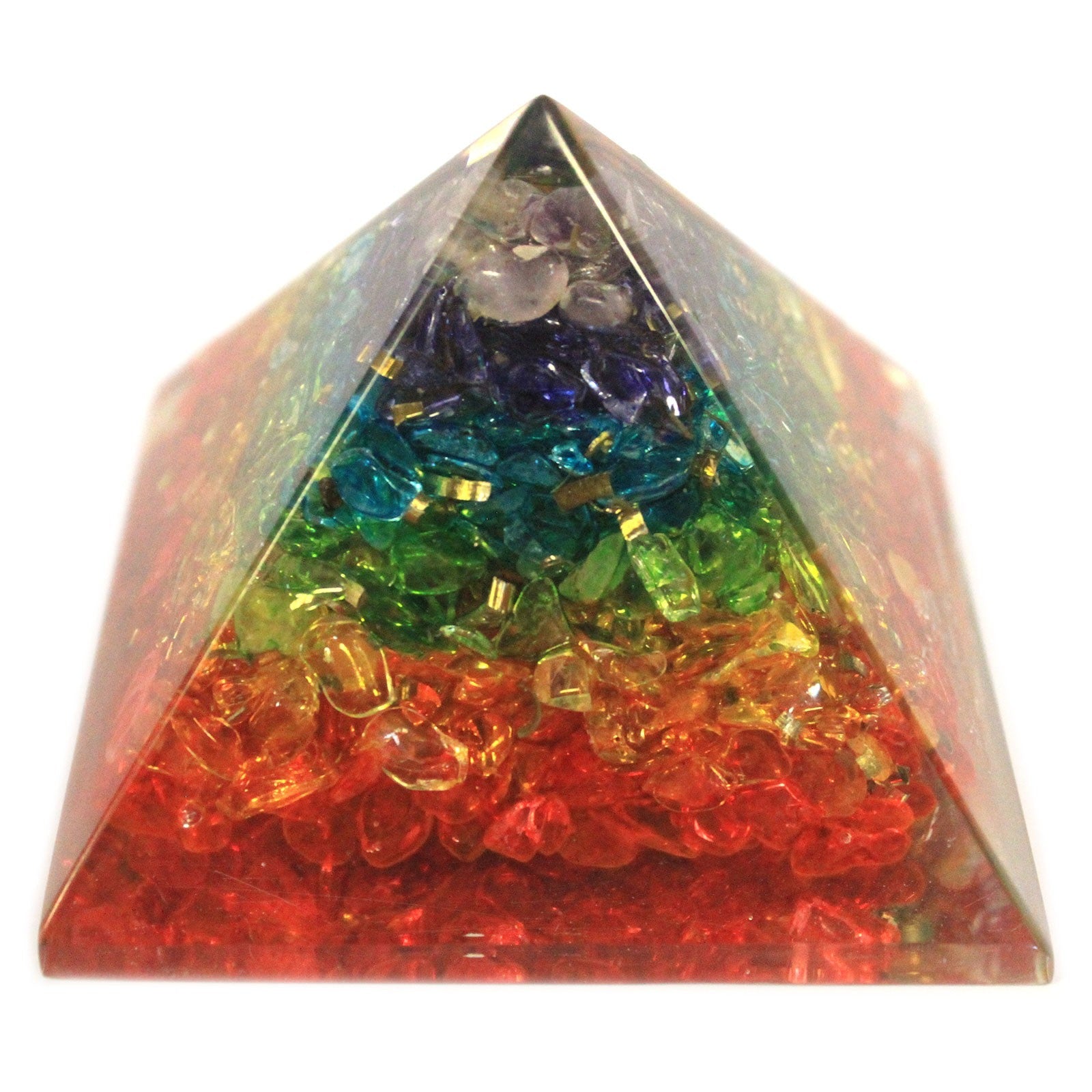 Lrg Orgonite Pyramid 70mm - Chakra Gemchips-