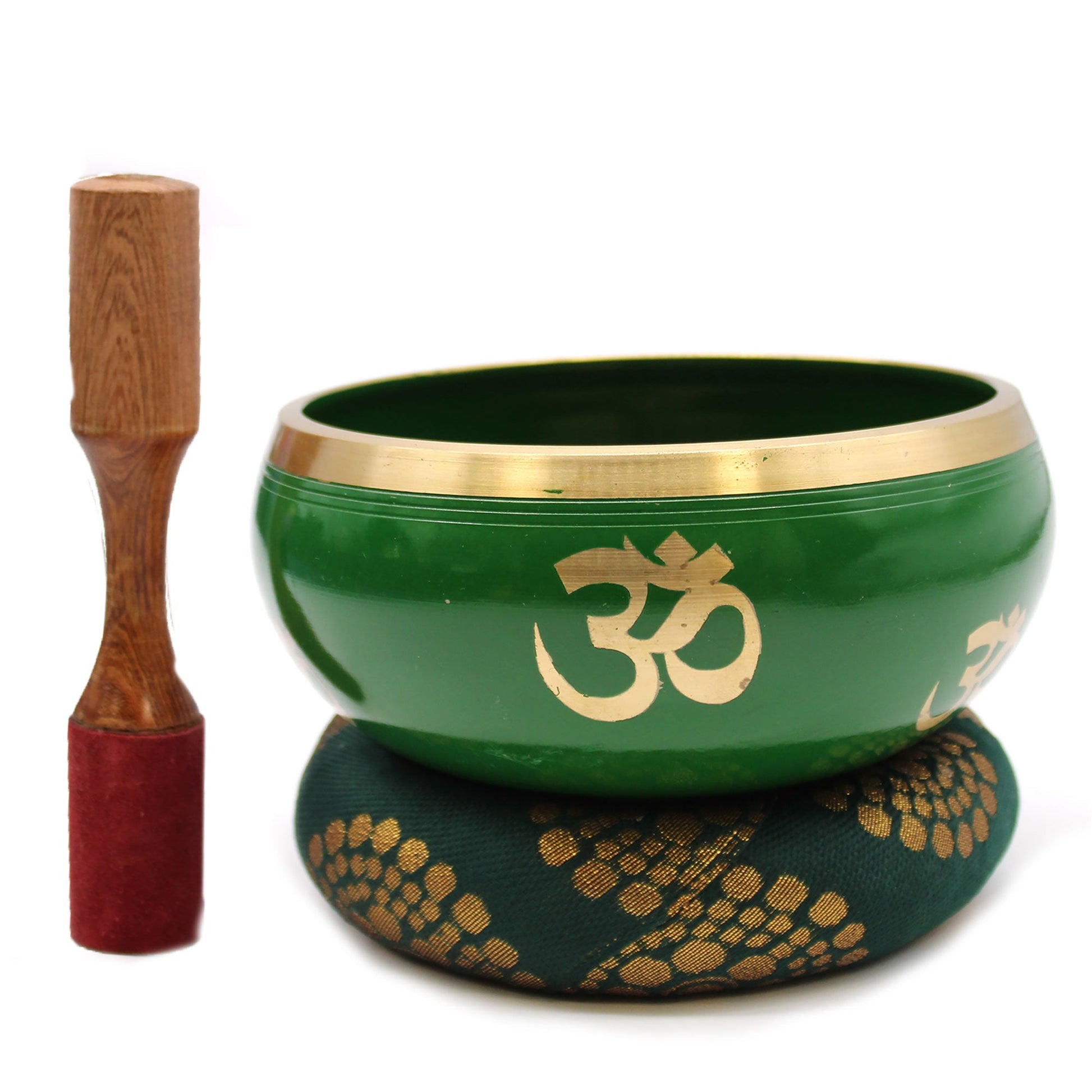 Lrg Tree of Life Singing Bowl Set- Green 14cm-