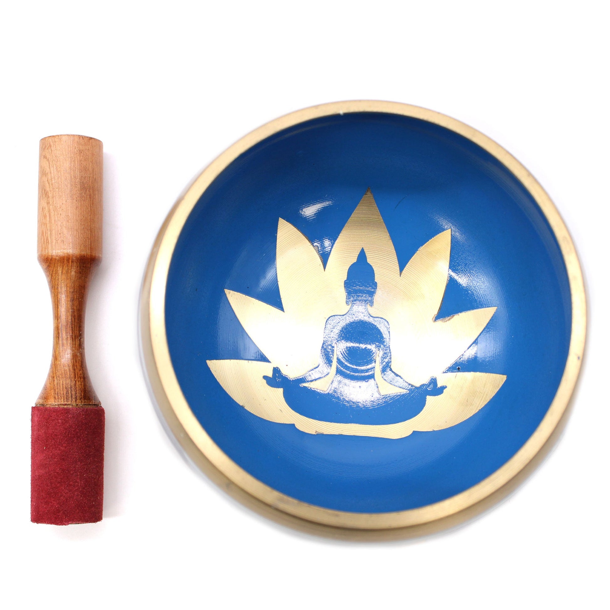 Lrg Yoga Moves Singing Bowl Set- White/Blue 14cm-