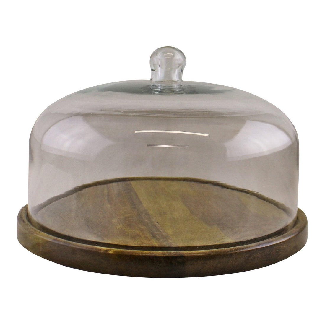 Mango Wood Cake Stand With Glass Dome - £70.99 - Kitchen Storage 