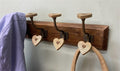 Mango Wood Heart 4 Double Coat Hooks-Coat Hooks