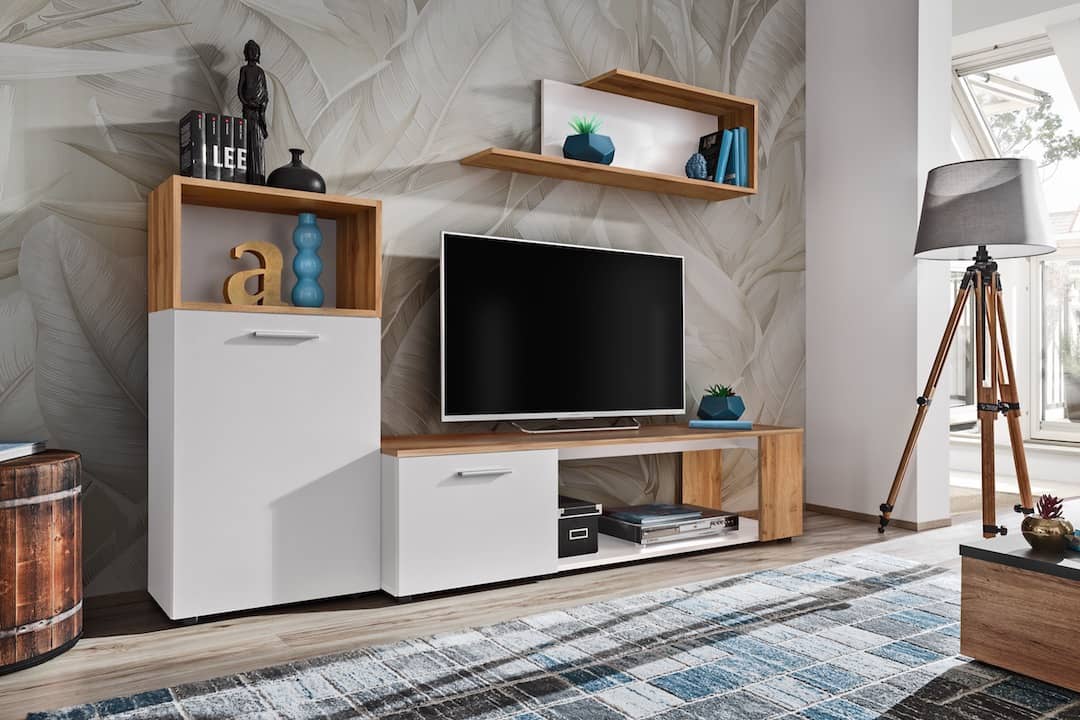 Maze I TV Entertainment Unit White Wall Unit 