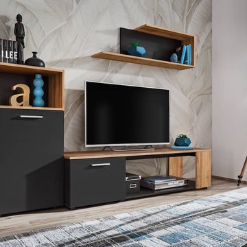 Maze I TV Entertainment Unit Black Wall Unit 