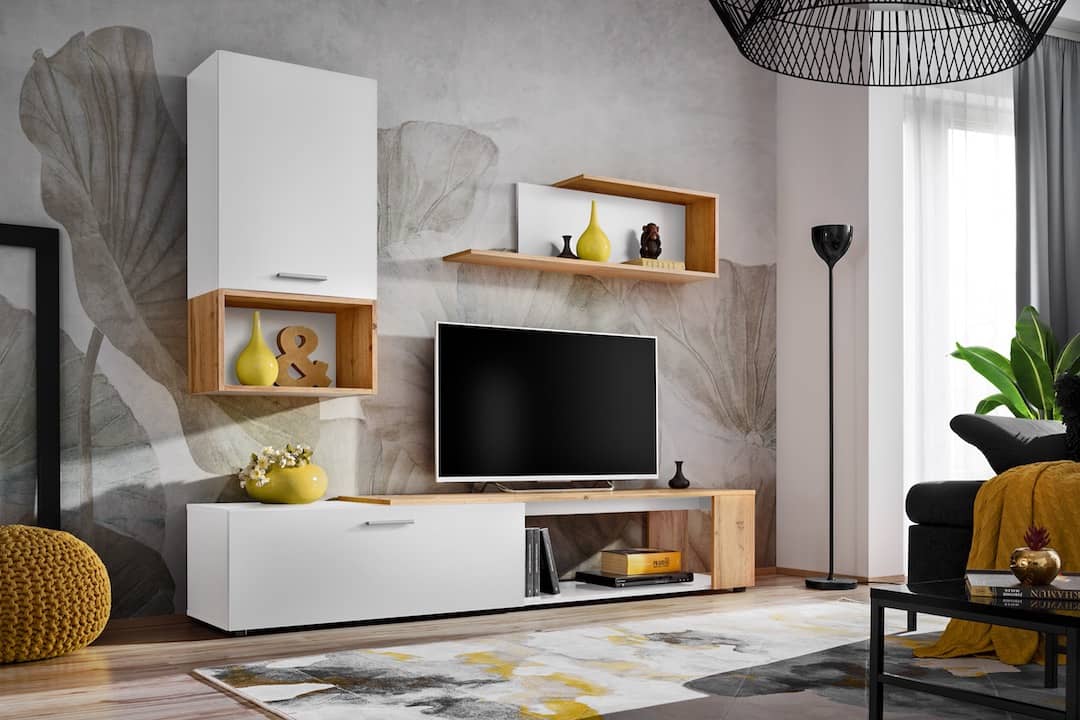 Maze II TV Entertainment Unit White Wall Unit 