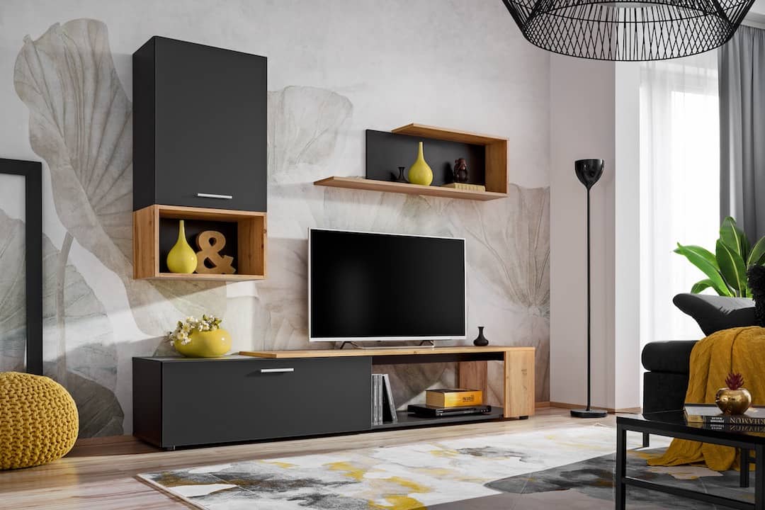 Maze II TV Entertainment Unit Black Wall Unit 