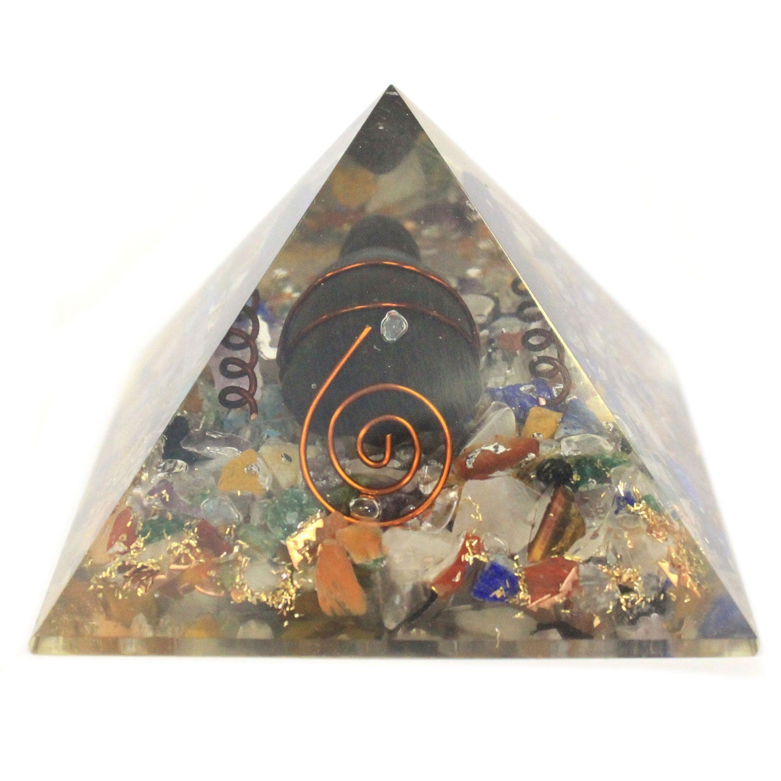 Med Orgonite Pyramid 60mm Gemchips, Copper, Turtle - £43.0 - 