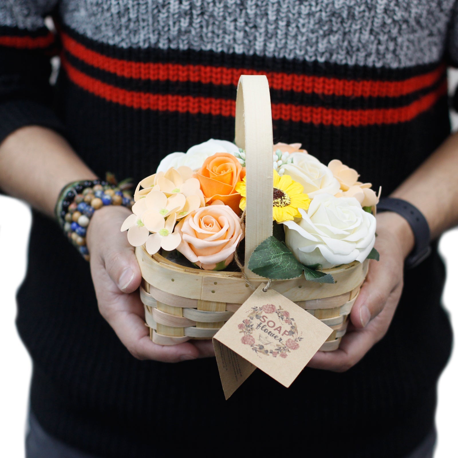 Medium Orange Bouquet in Wicker Basket-