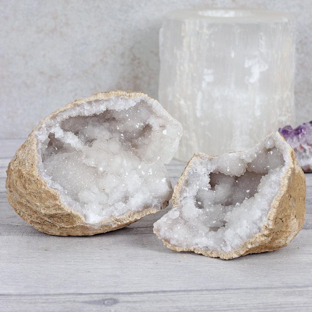 Medium White Quartz Geode-Crystals