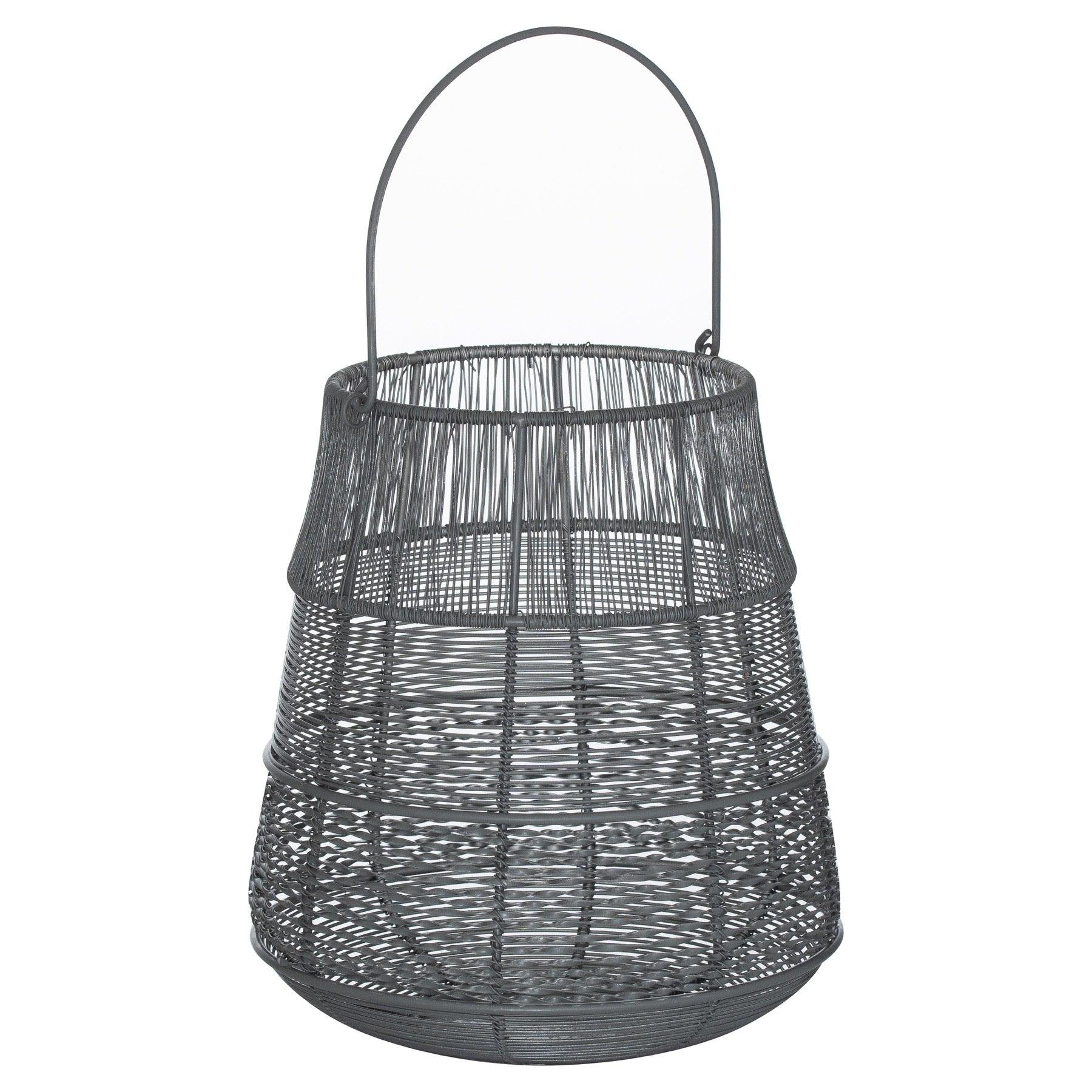 Medium Wire Silver And Grey Glowray Conical Lantern - £54.95 - Lighting > Candle Holders > Ornaments 