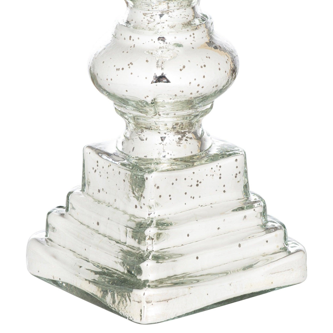 Mercury Effect Glass Top Tall Candle Pillar Holder - £49.95 - Gifts & Accessories > Candle Holders > Silver 