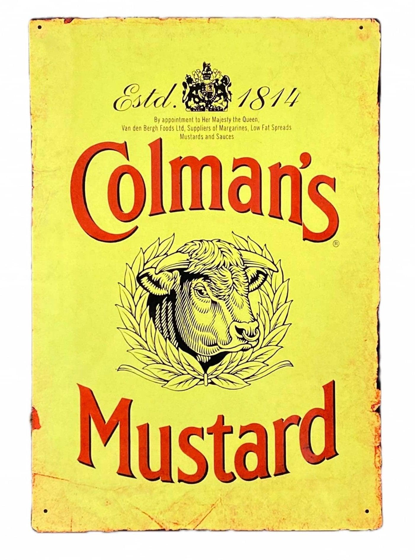 Metal Advertising Wall Sign - Colemans Mustard Yellow-