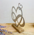 Metal Silver Entwined Hearts On A Wooden Base Large-
