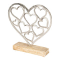 Metal Silver Hearts On A Wooden Base Small-Ornaments