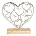 Metal Silver Hearts On A Wooden Base Small-Ornaments