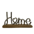 Metal Silver Home Ornament On A Wooden Base-