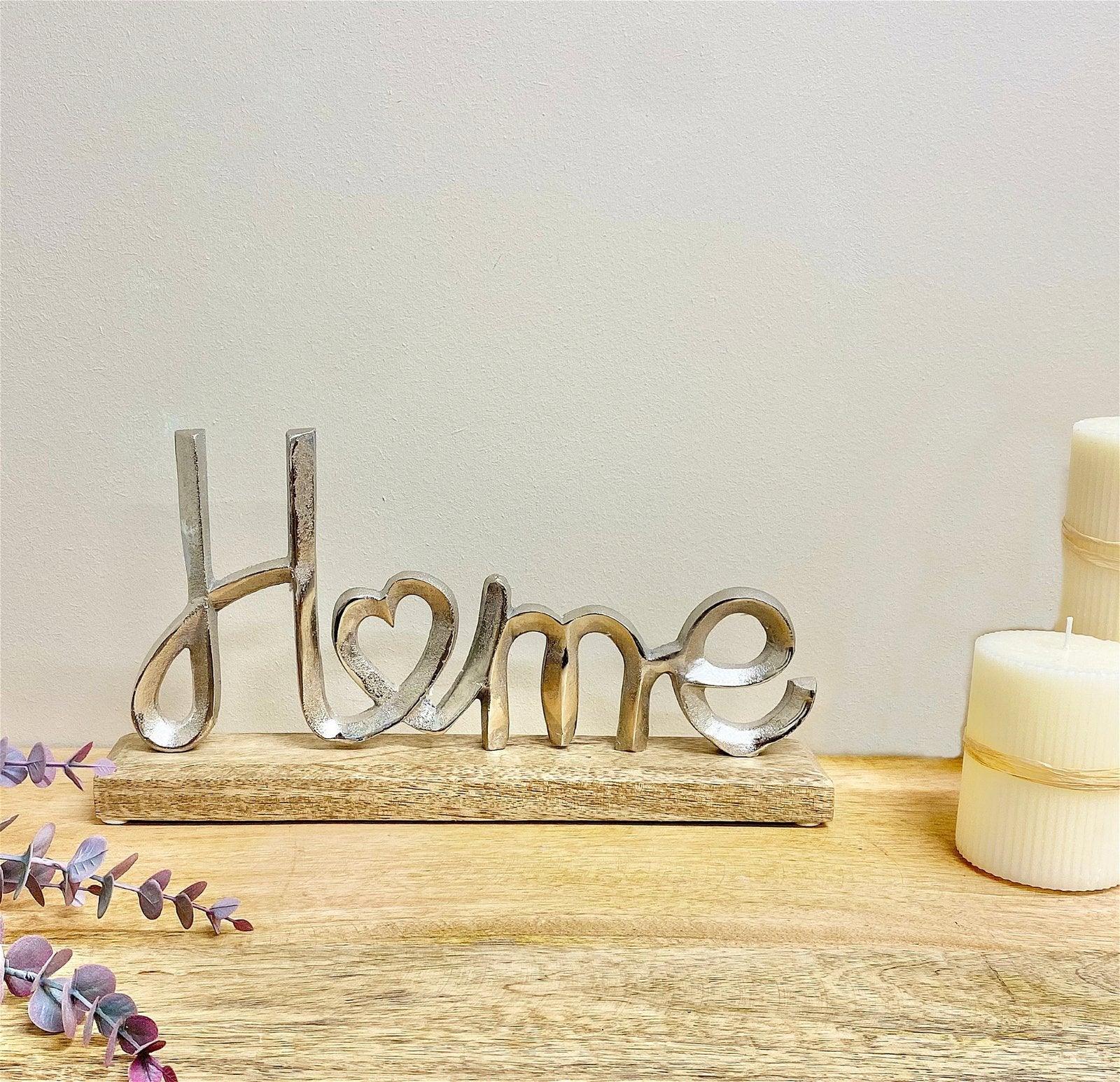 Metal Silver Home Ornament On A Wooden Base - £28.99 - 