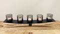 Metal Tealight Holder On Wooden Base 54cm-Tealight Holders