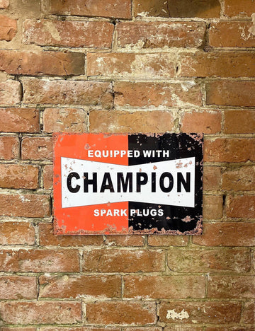 Metal Wall Sign Plaque - Champion Spark Plugs - £23.99 - 