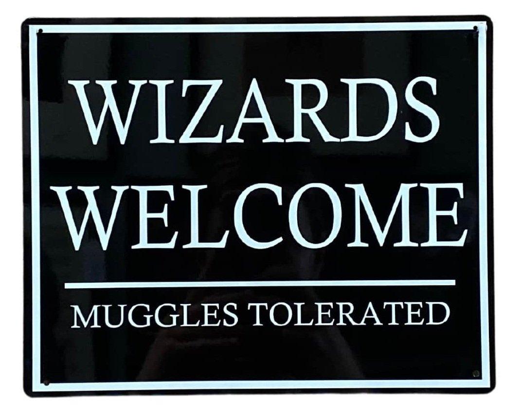 Metal Wall Sign - Wizards Welcome Muggles Tolerated - £23.99 - 