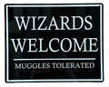 Metal Wall Sign - Wizards Welcome Muggles Tolerated-