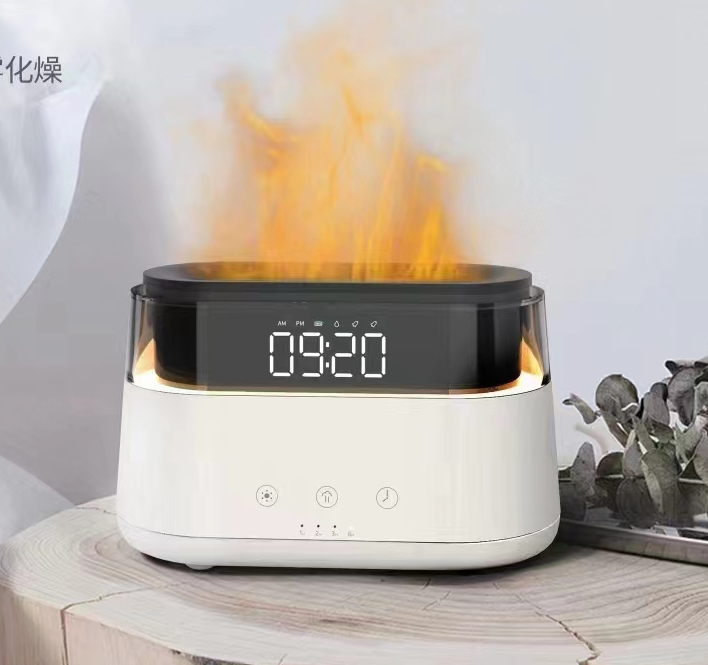 Modern Aroma Diffuser - Led Clock - USB-C - Flame Effect-