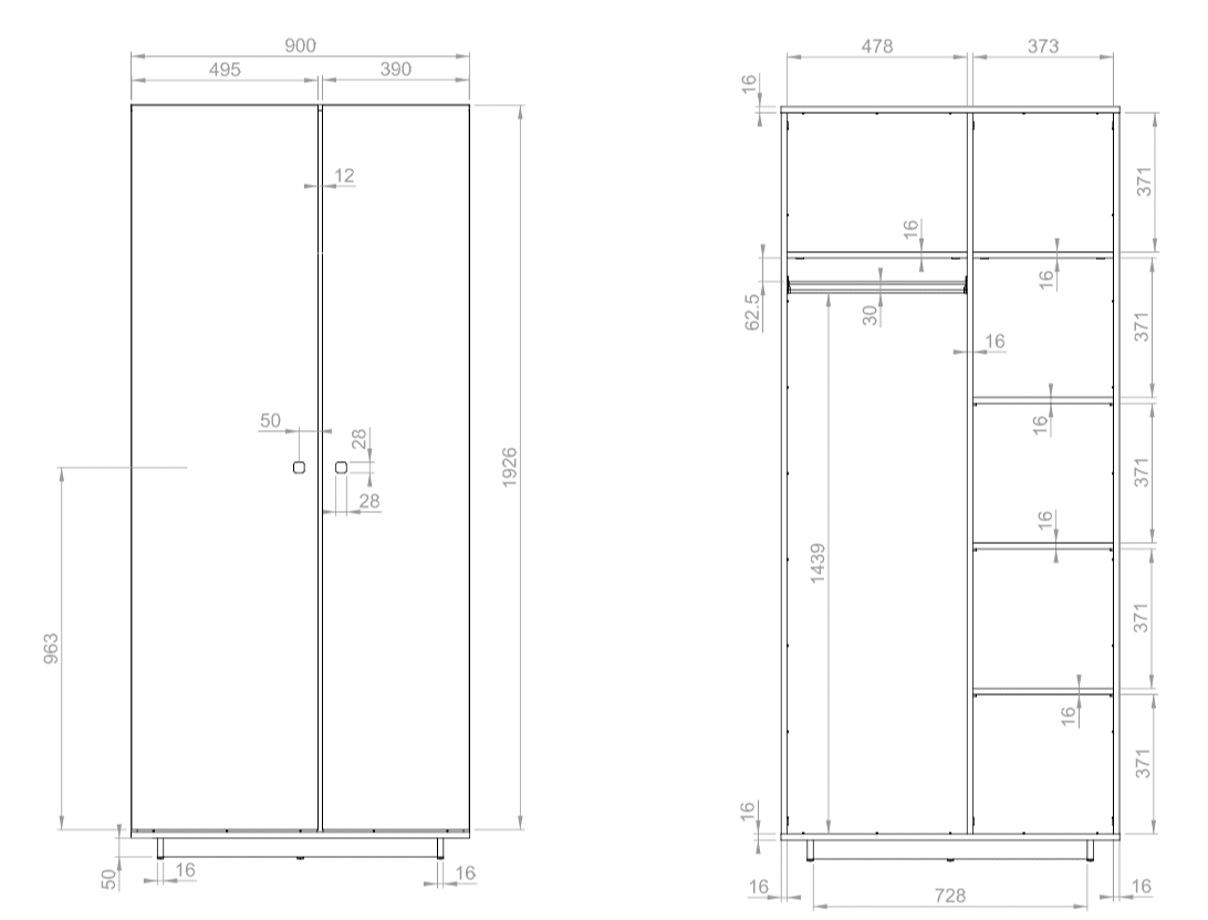 Modico MC-01 Hinged Wardrobe - £271.8 - Hinged Door Wardrobe 