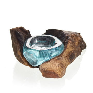 Molten Glass on Wood - Candle Holder - £39.0 - 