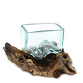 Molten Glass Tank on Wood with Stand - Small Bowl-