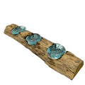 Molton Glass Flat Triple Candle Holder on Wood-