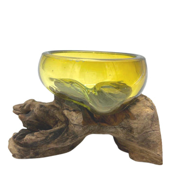 Molton Glass Mini Amber Bowl on Wood - £37.0 - 