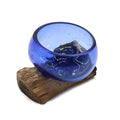 Molton Glass Mini Blue Bowl on Wood-