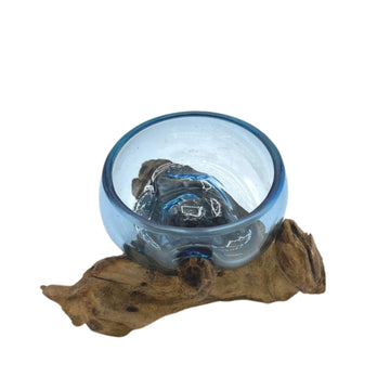 Molton Glass Mini Blue Bowl on Wood - £37.0 - 