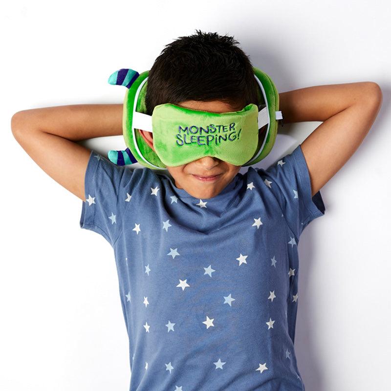 Monstarz Monster Green Relaxeazzz Plush Round Travel Pillow & Eye Mask Set - £13.99 - Travel Pillow Eye Mask Set 