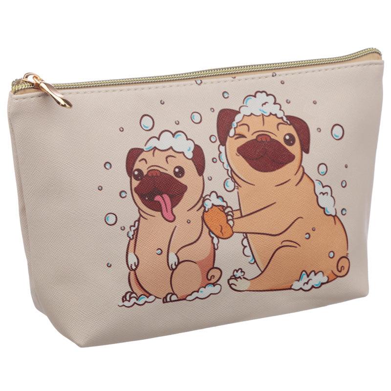 Mopps Pug Medium PVC Toiletry Makeup Wash Bag-