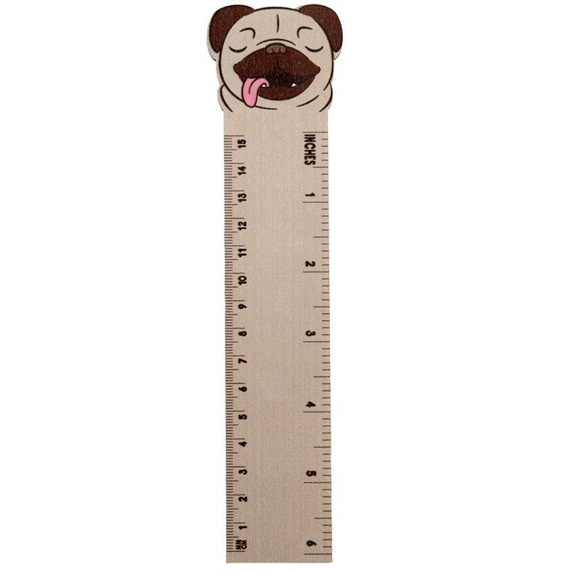 Mopps Pug Shaped Top Wooden Ruler (15cm)-