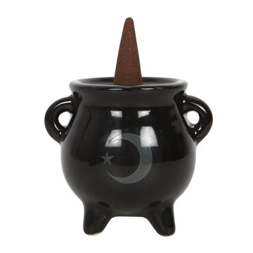 Mystical Moon Cauldron Ceramic Incense Holder - £8.5 - Incense Holders 