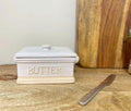 Natural Ceramic Butter Dish 19cm-Kitchen Storage