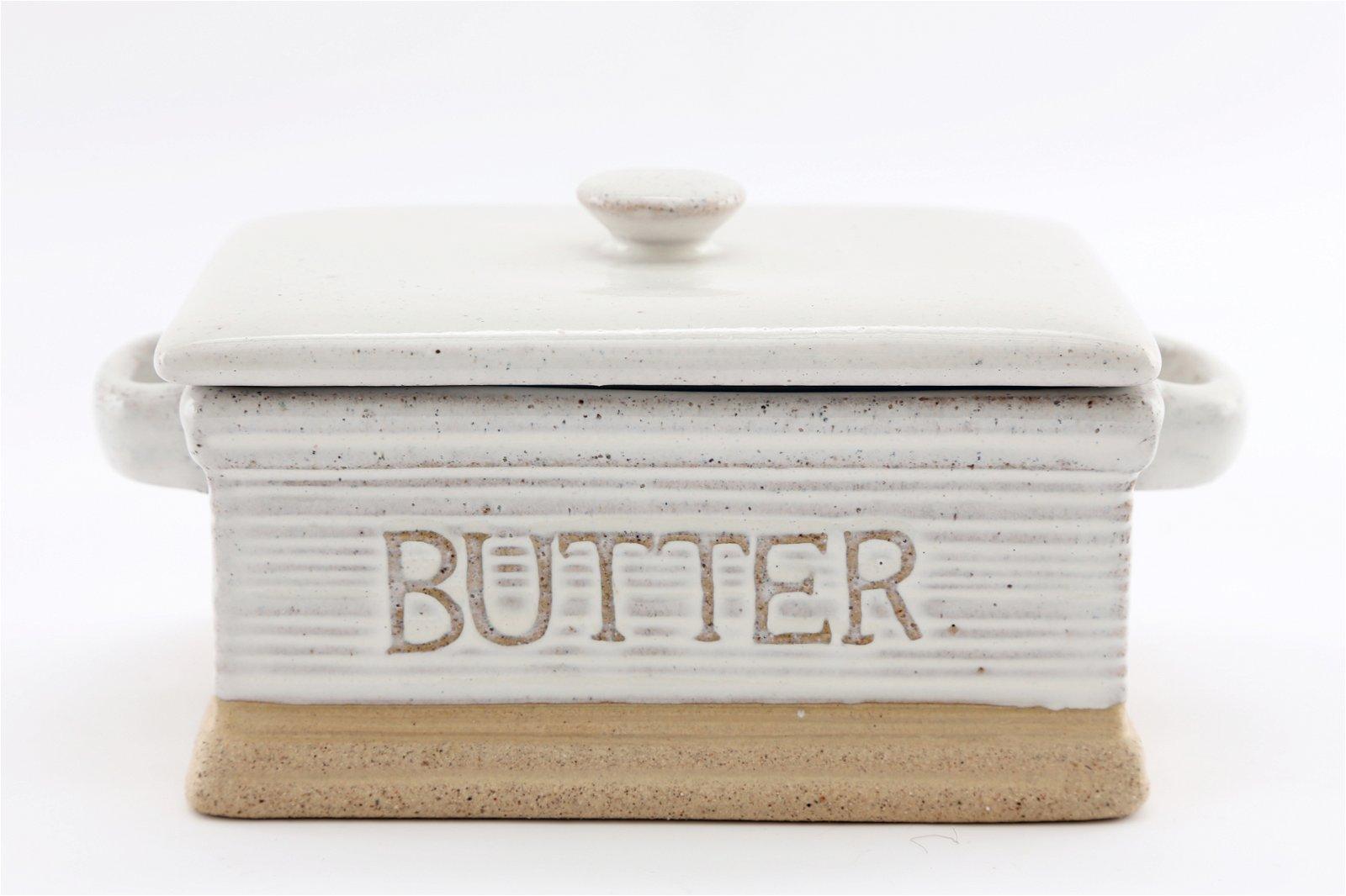 Natural Ceramic Butter Dish 19cm-Kitchen Storage