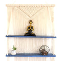 Natural Macrame Hanging Shelves - Blue-