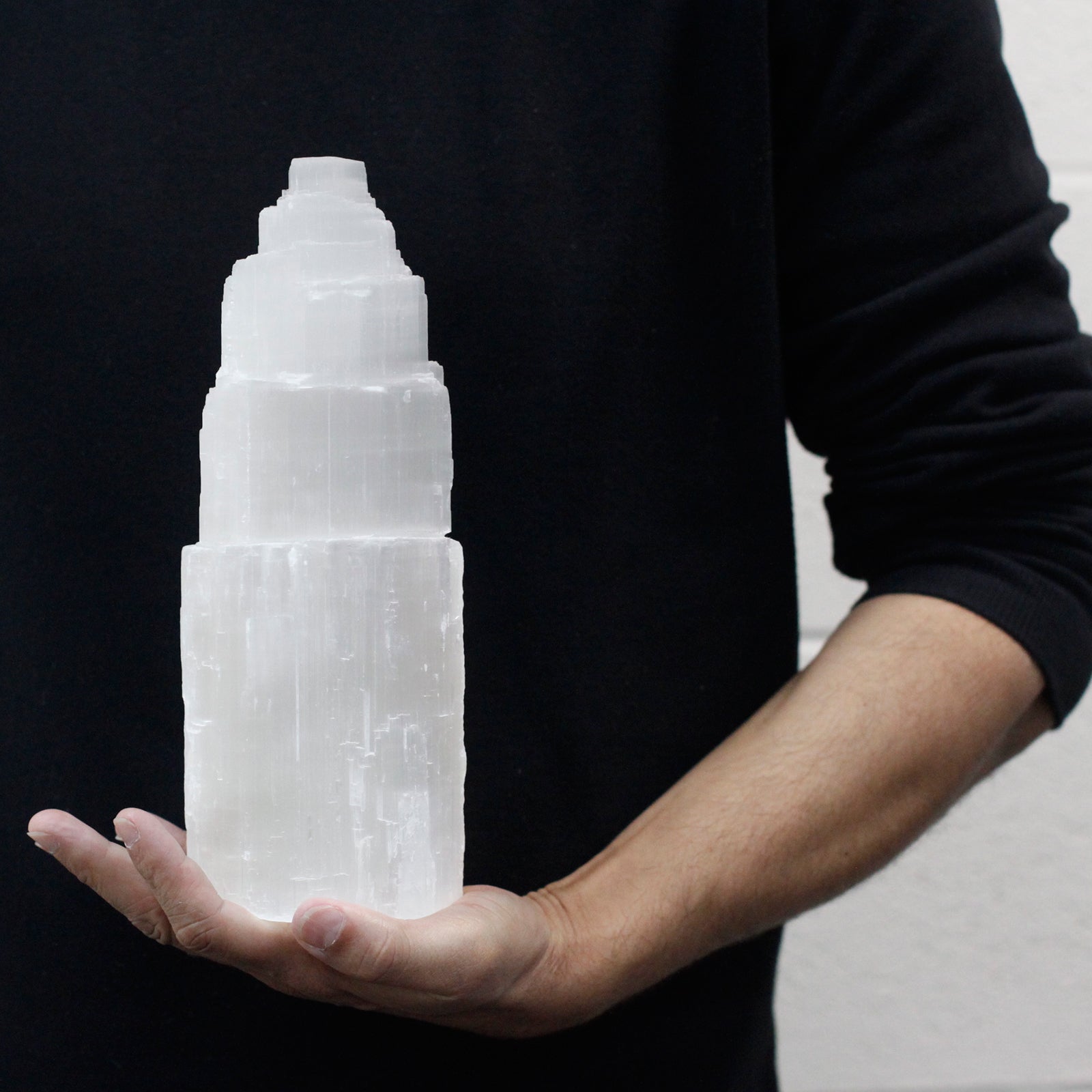 Natural Selenite Tower Lamp - 25 cm-